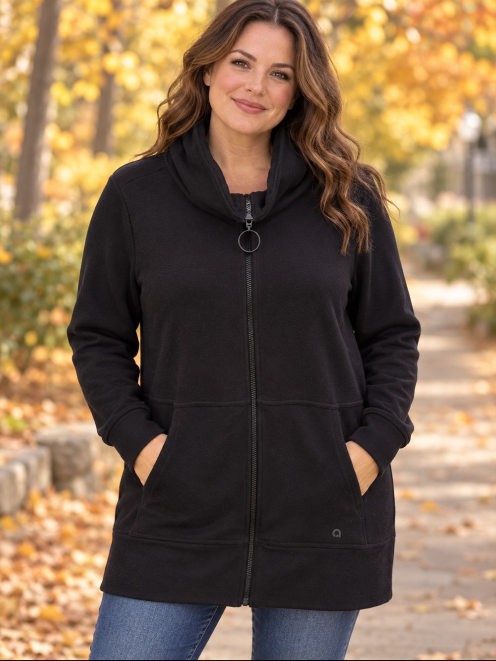 Hyba Black Lightweight Full-Zip Shirt Jacket with Ring Pull